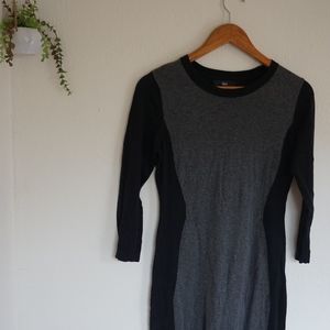 Mossimo Black Grey 3/4 Sleeve Crew Neck Knit Dress